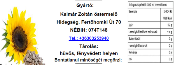 Napraforgóolaj - teljesértékü, hidegensajtolt, vegyszermentes - Bild 3